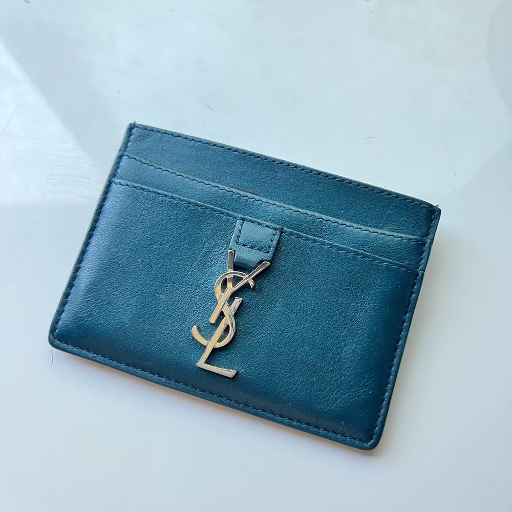 Dark green YSL card holder